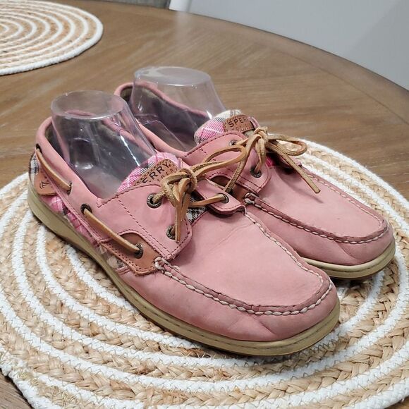 Sperry Top Sider Women's Pale Pink Leather Boat Loafer Shoes Size 12 M - Picture 1 of 11